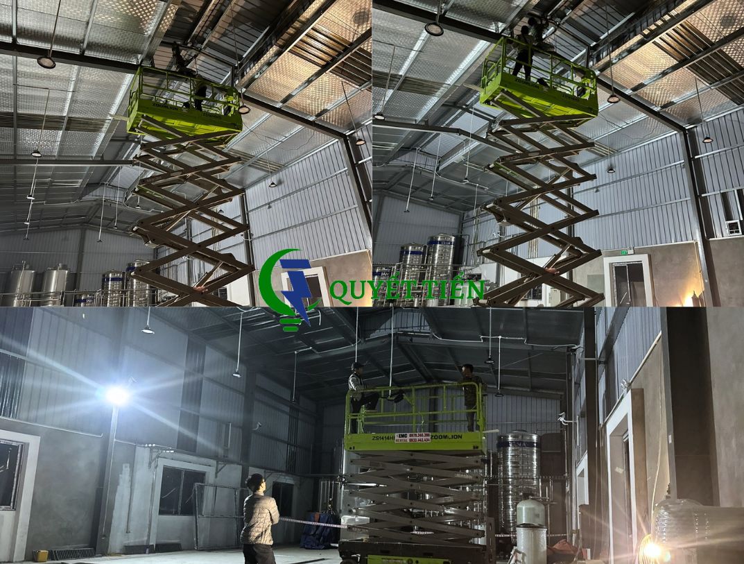 Lắp đặt hệ thống đèn led nhà xưởng UFO tại Văn Giang